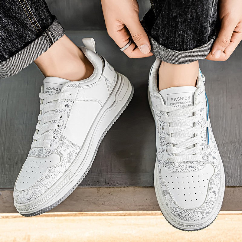 Mens Board Shoes Daily Street Trendy  Comfortable Flat Tennis Shoes Lightweight Thick Soled Casual Sneakers for Men