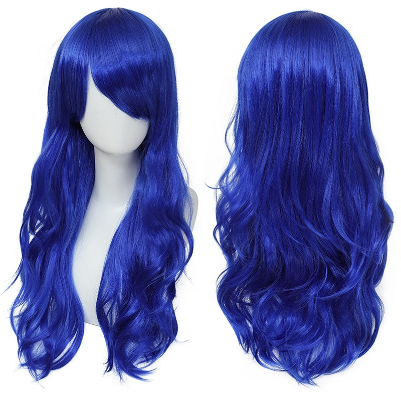 Peruca Cosplay Anime Versátil Multicolorida Cabelo Longo Cacheado com Cabelo Levemente Cacheado Peruca de Fibra Sintética