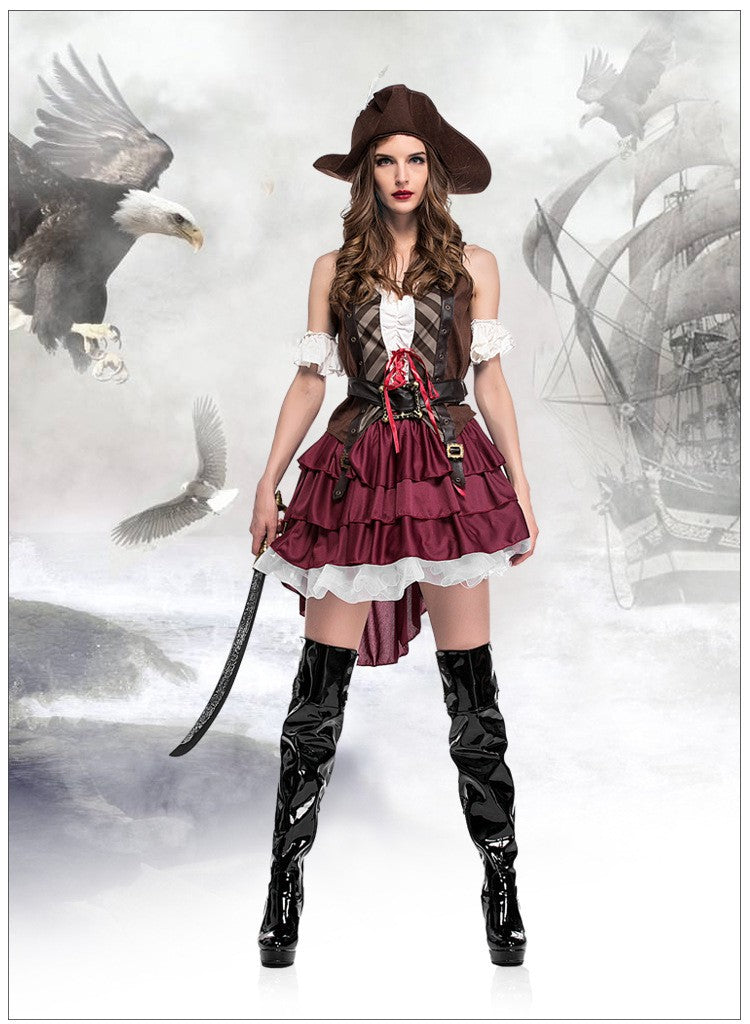 Adult Female Halloween Pirate Costume Captain Jack's Role-playing Costume Theatrical Stage Pirate Performance