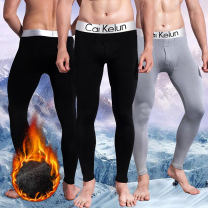 2024 New  Thermal Underwear Men Thin Fleece Leggings Elastic Underpants Solid Color Render Pants Slim Men Clothing Soft