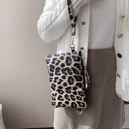 Women Handbag Clutch Leopard Print Cow Print Small Bag Purse Party Large Capacity Envelope Wristlet Bag PU Briefcase