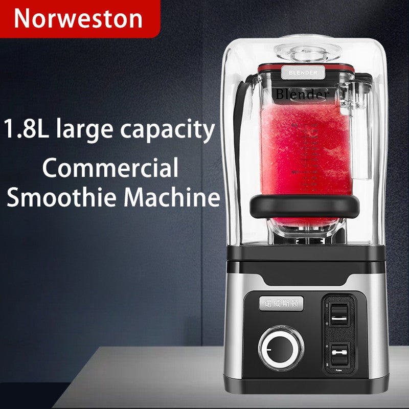 Misturador de milkshake profissional Norweston, misturador silencioso de nível comercial de 2200 W, equipado com tampa antirruído removível