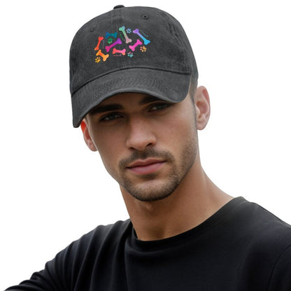 Rainbow dog bones and paw prints pattern Baseball Cap Luxury man cap fashionable Brand Man cap Cosplay Caps For Men Women's
