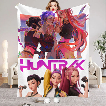 kpop Demon Hunters Huntrix Blankets Quality Soft Warm Throw Blanket Winter Kids Couch Bed Fluffy Bedspread