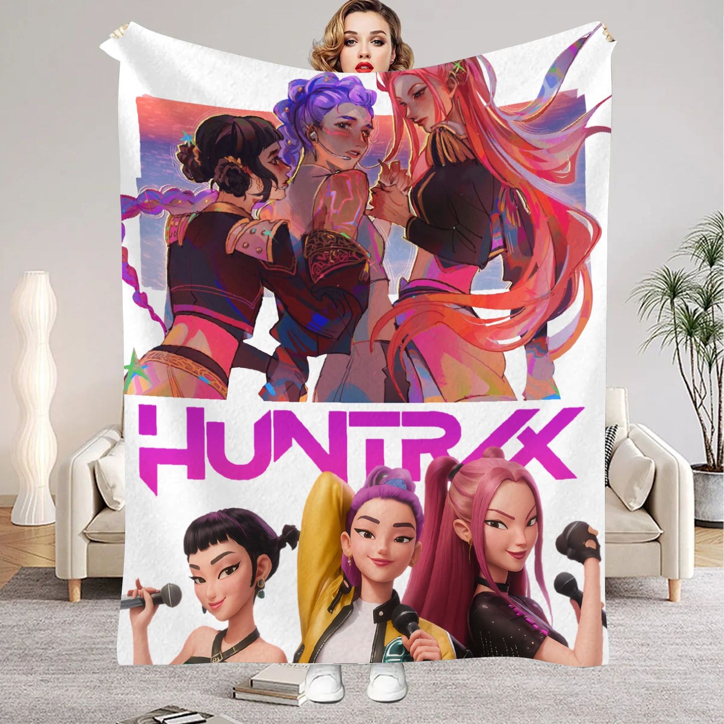 kpop Demon Hunters Huntrix Blankets Quality Soft Warm Throw Blanket Winter Kids Couch Bed Fluffy Bedspread