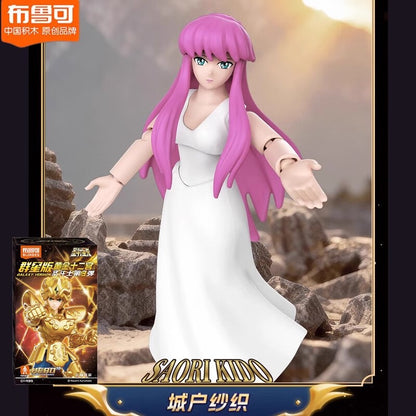 BLOKEES Original Gold Saint Seiya VERSÃO GALAXY V03 Athena Aiolos Mu Milo Aldebaran Aiolia Shaka Dohko Boneco Articulado Brinquedo Presente