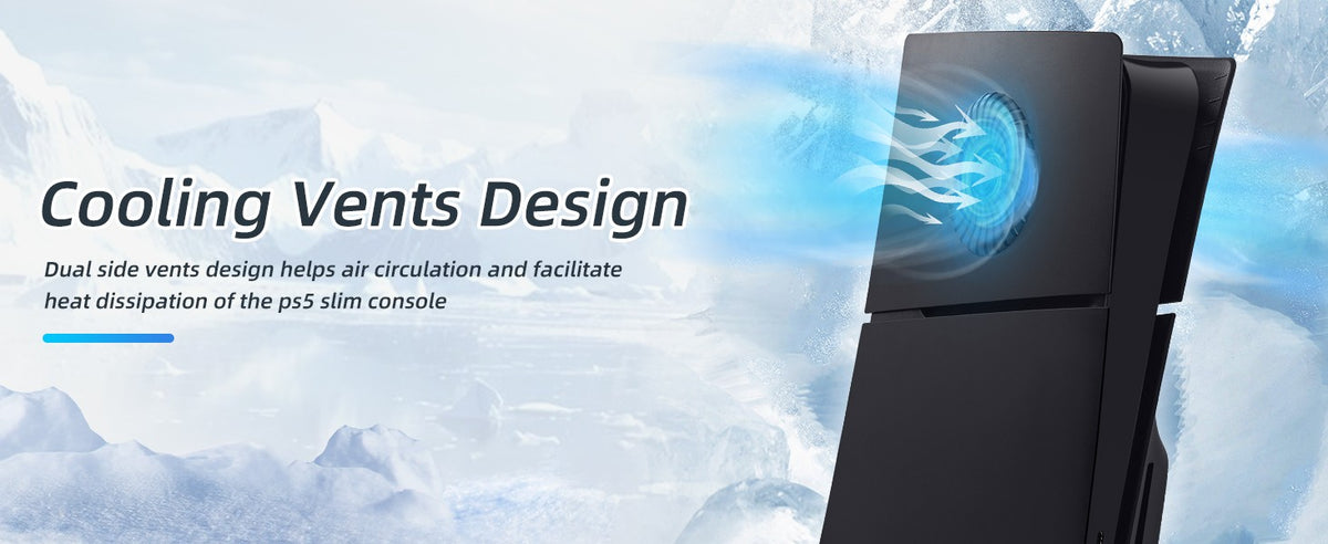 Face Plates for PS5 Slim Disc Edition Only, Anti-Scratch Replacement Panels Cover Plates Shell Case with Cooling Vent,Black