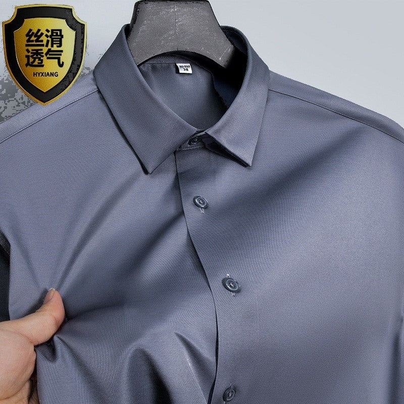 New Anti-Wrinkle Men Shirts Long Sleeve Dress Shirts For Men Slim Fit Camisa Social Business Blouse White Office Shirt S-6XL