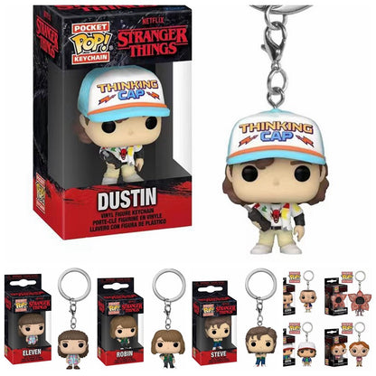 Funko POP NOVO Chegou Chaveiro ELEVEN Demogorgon DUSTIN Barb Steve Robin Chaveiro Brinquedo Boneco de Vinil Modelo Brinquedos Infantis