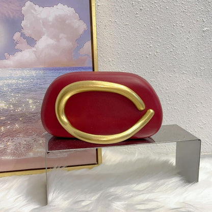 Brand Z Clutch Bag Metal Handle Design Luxury Evening Lipstick Bag Round Box Chain Bag Elegant Woman Shoulder Messenger Bags