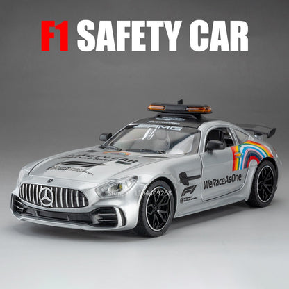 1:24 GTR F1 Safety 300SL Carro Esportivo Modelo Brinquedo Liga Fundido Som Luz Amortecedor Modelos De Veículos Em Miniatura Coleção Presente
