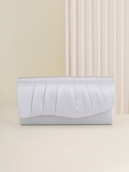 Ladies Dinner Bag Pleated Solid Color Clutch Party Dinner Wedding Light Luxury Envelope Evening Bag for Prom, Dinner/Banquet