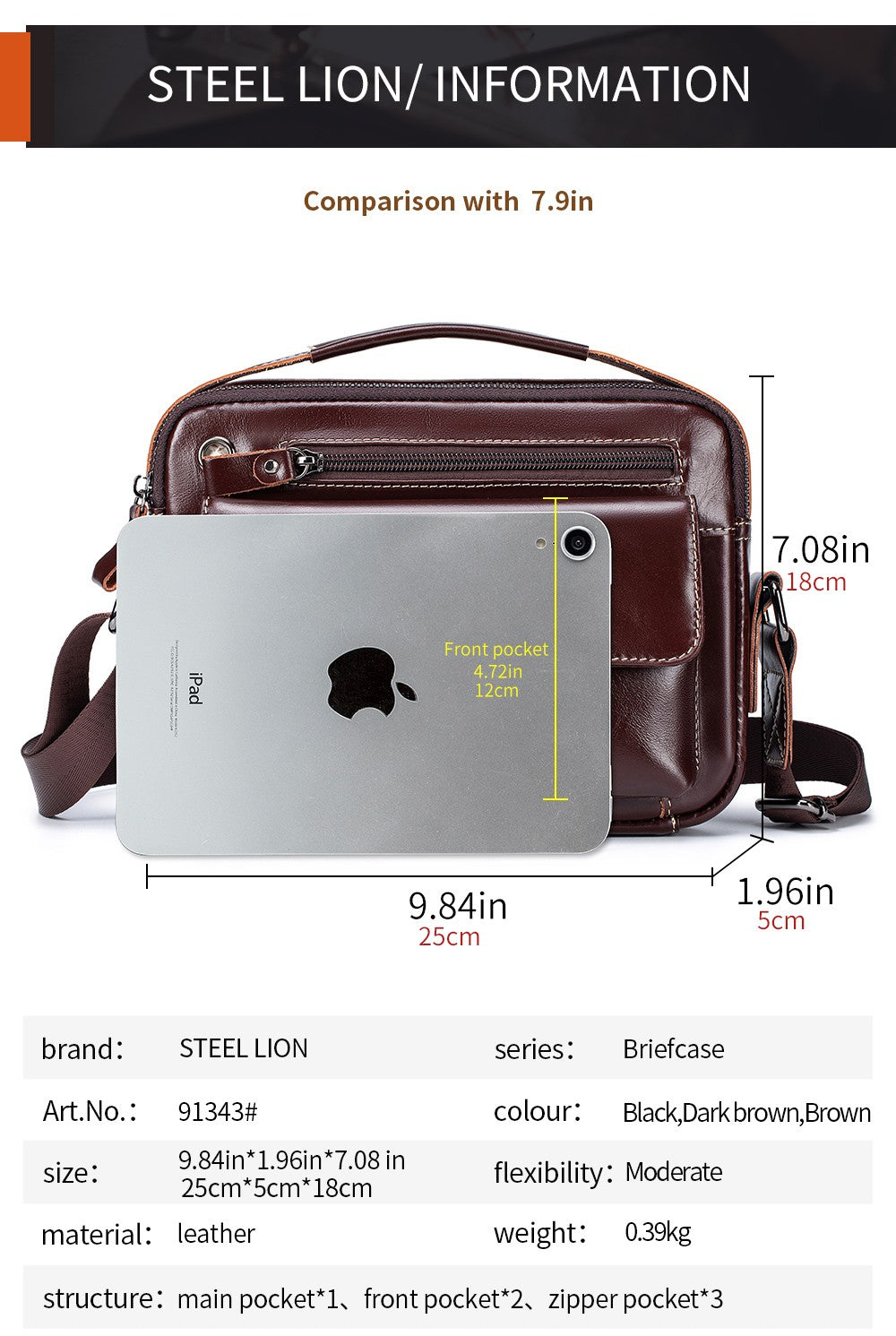 STEEL LION top layer cowhide men's single shoulder diagonal cross bag casual sports horizontal mobile phone bag genuine leather