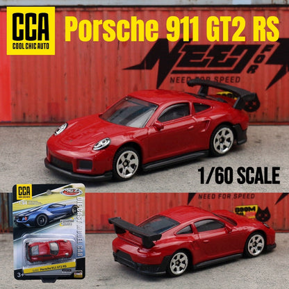 1/60 Porsche 911 GT2 RS Brinquedo Modelo Carro CCA MSZ 1:64 Miniatura Diecast Rodas Livres Coleção Adequada para Hot Wheels Presente Infantil