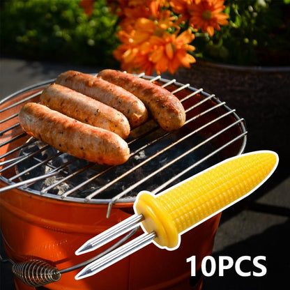 Stainless Steel Corn Forks Skewer Small BBQ Camping Corn Holders Heat-resistant Kitchen Accessories Outdoor Barbecue Tool