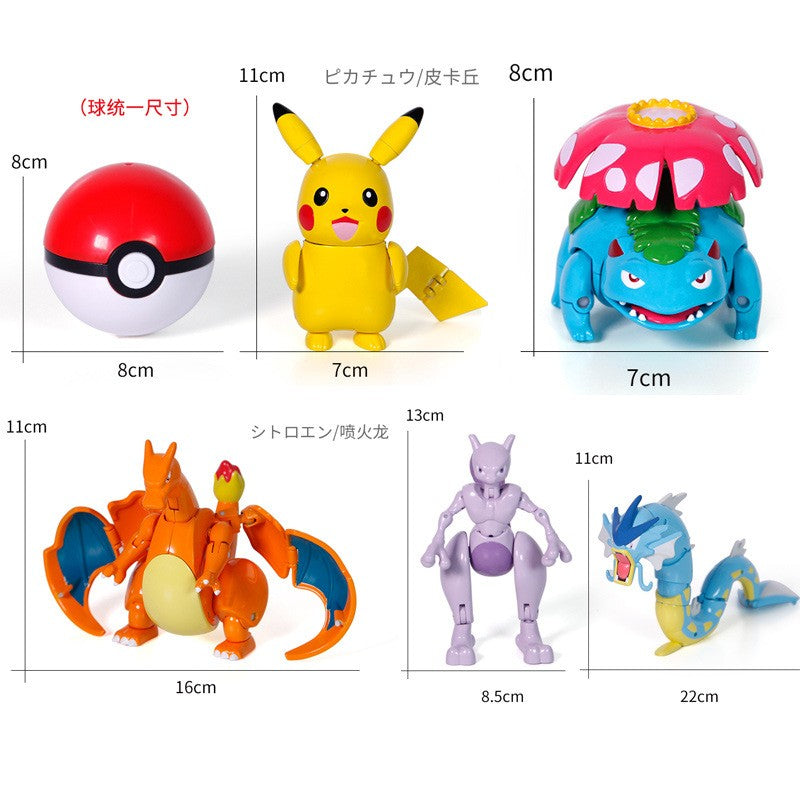 Figure Pokemon Pokeball transform Pikachu Charizard Venusaur Blastoise Mewtwo Gyarados Solgaleo Lunala Eevee poke ball toy gift