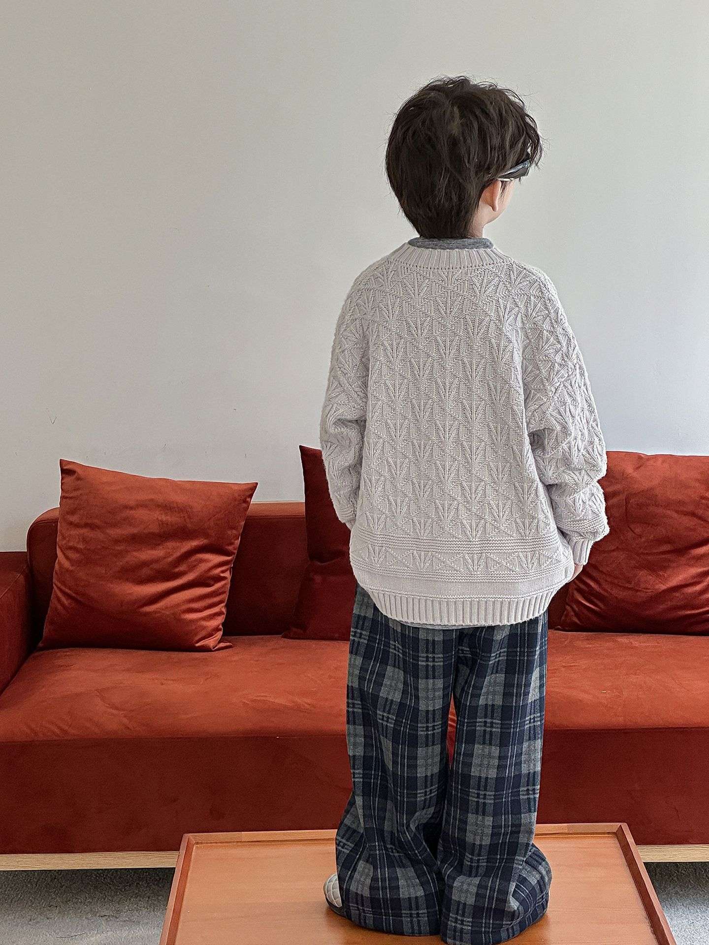 2025 Autumn Winter Cotton Boys Casual Pants Children Fleece-Lined Kids Plaid Loose Long Trouser Soft Warm 3-12 Years Outfit