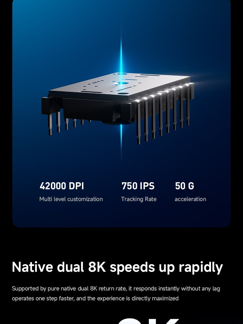 MCHOSE A7 V2 Ultra Gaming Mouse Sensor PAW3950 TI Dual 8000Hz 20000fps 42000DPI 750IPS Revestimento de Vidro Super Deslizante Importado CSGO