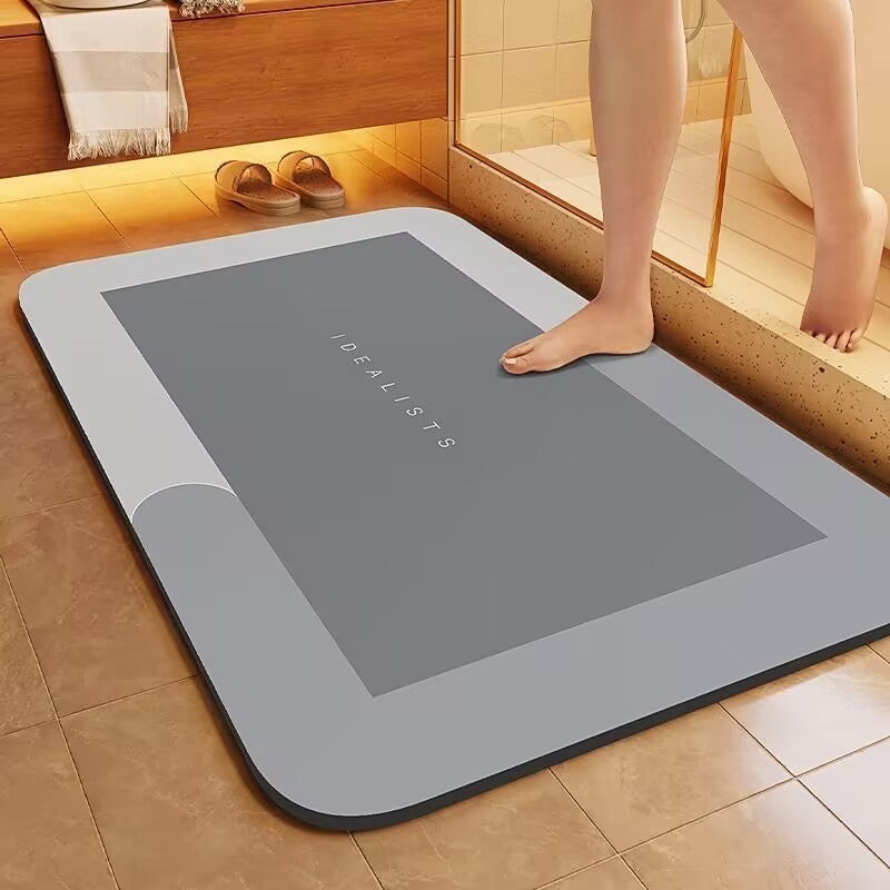 Tapete de banheiro altamente absorvente e antiderrapante - terra diatomácea de secagem rápida, tapete de chão macio e durável para chuveiro