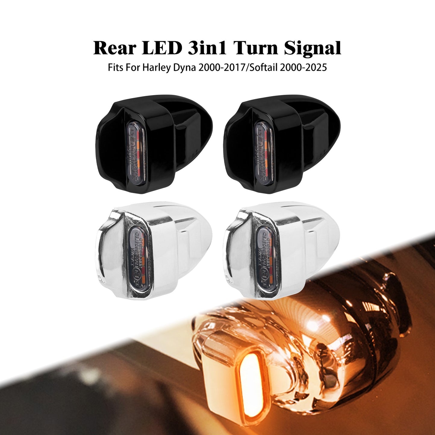 Motorcycle Rear LED Lights With E-Mark Brake Lamp For Harley Dyna 2000-17 Softail Breakout Fat Boy 00-2025 Turn Signal Indicator