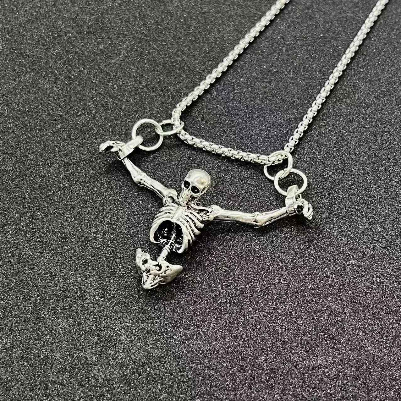 Colar com Pingente de Caveira Masculina Estilo Punk - Vintage, Criativo, Hip Hop, Personalizado, Joia para Festas