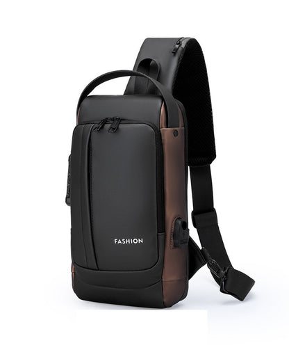 Large Capacity Multifunction Shoulder Crossbody Bag Messenger Chest Sling Travel Pack for Male Men Usb Waterproof Sports Running