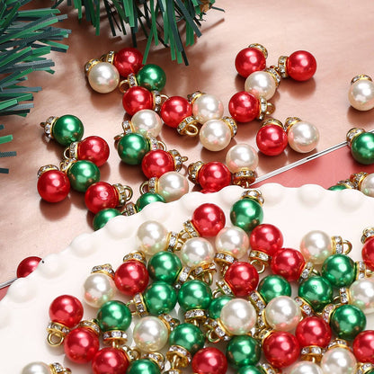 20pcs/set Shiny CCB Christmas Beads Pendant Classic Golden Rhinestone Spacer Beads For Earrings  Making Fashion Accessories
