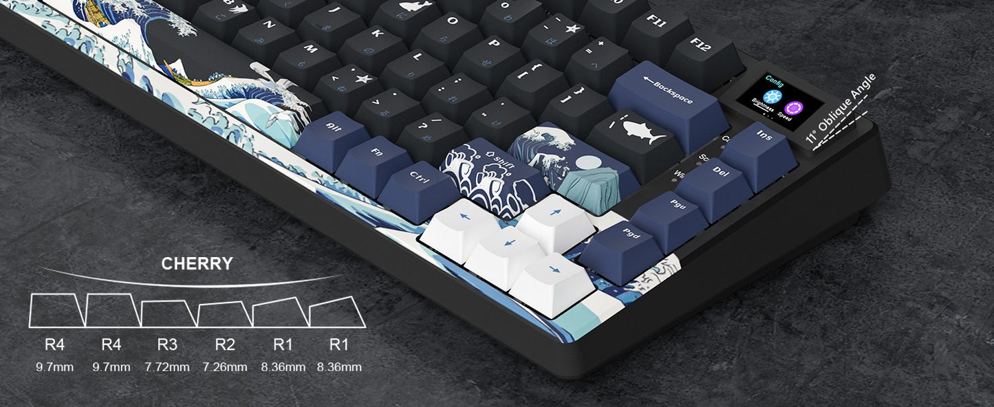 Teclado Mecânico Gamer com Fio e Tela OLED, Hot-Swappable de Teclas Completas, Retroiluminação RGB Pudding para PC, Computador, Notebook