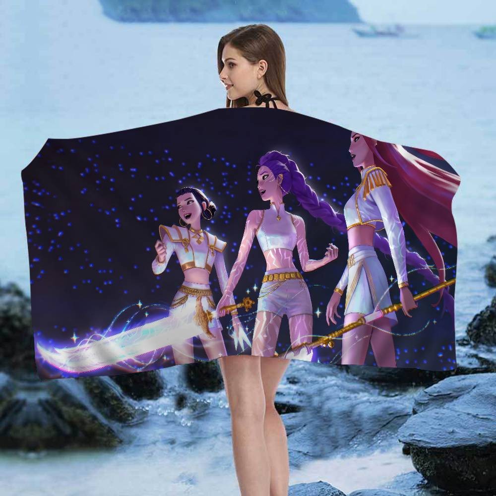 Kpop D-demon Hunters Beach Towels Shower Towel Sauna Travel Spa Microfiber Quick Dry Gym Accessories Cute Room Decor