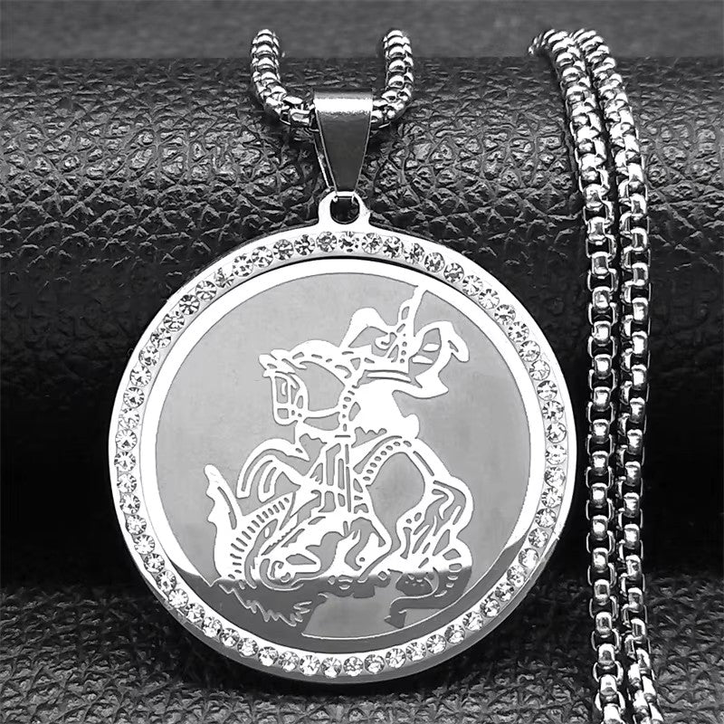 Colar de Anjo Medalha Sete Arcanjos para Mulheres Homens Aço Inoxidável Selo de Salomão Proteção Corrente Joias colar NZZZ504S02
