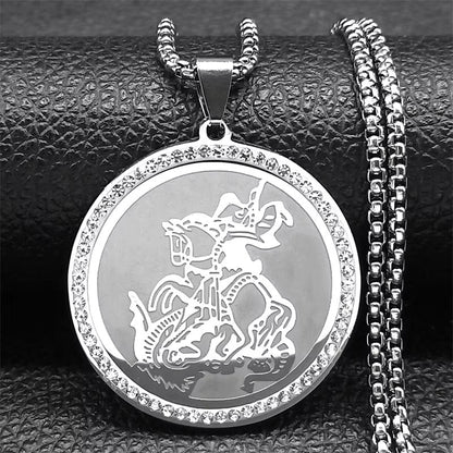 Colar de Anjo Medalha Sete Arcanjos para Mulheres Homens Aço Inoxidável Selo de Salomão Proteção Corrente Joias colar NZZZ504S02