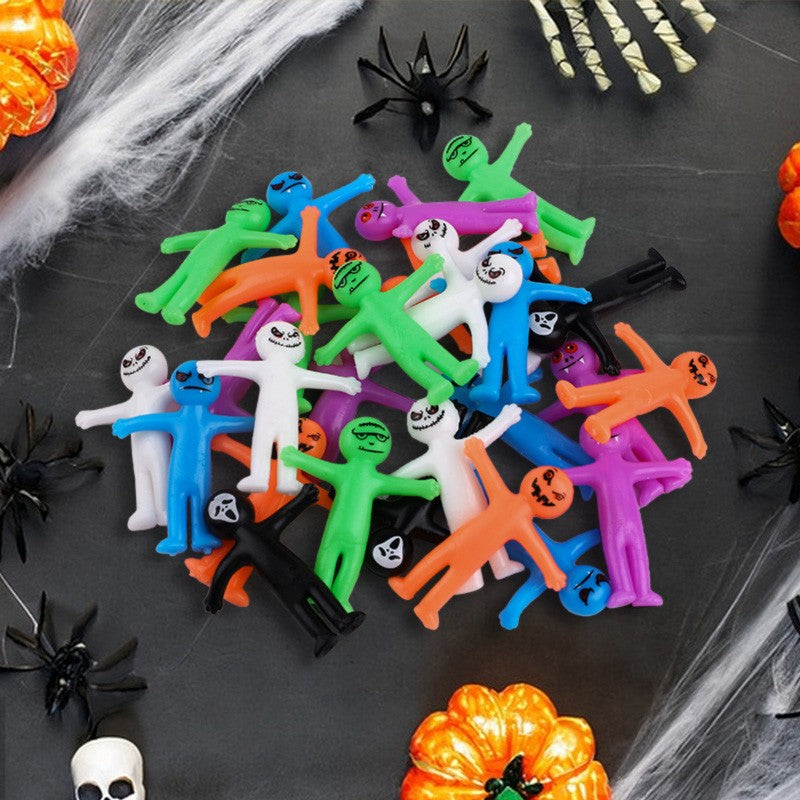 12-36Pcs Funny Little Man Halloween Stretchy Toy Kids Halloween Birthday Party Favors Goodie Bag Trick or Treat Bucket Filler
