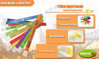 100pcs Colorful Neon Paper Wristbands Mixed Multicolor Waterproof Bracelet charms for Events Festivals,non-custom