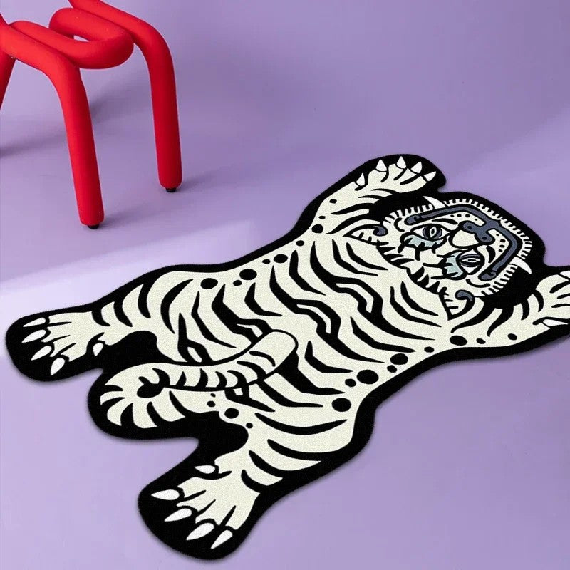 VIKAMA Cartoon Shaped Tiger Carpet Living Room Children's Bedroom Bedside Rugs Home Decor Non-Slip Kitchen Balcony Floor Mats