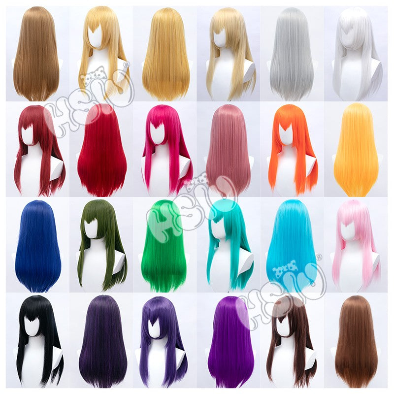 ?HSIU Brand?26 Colors 60cm Long Straight Hair Pink Gray  White purple Black pink Fiber synthetic wig + Free brand wig net