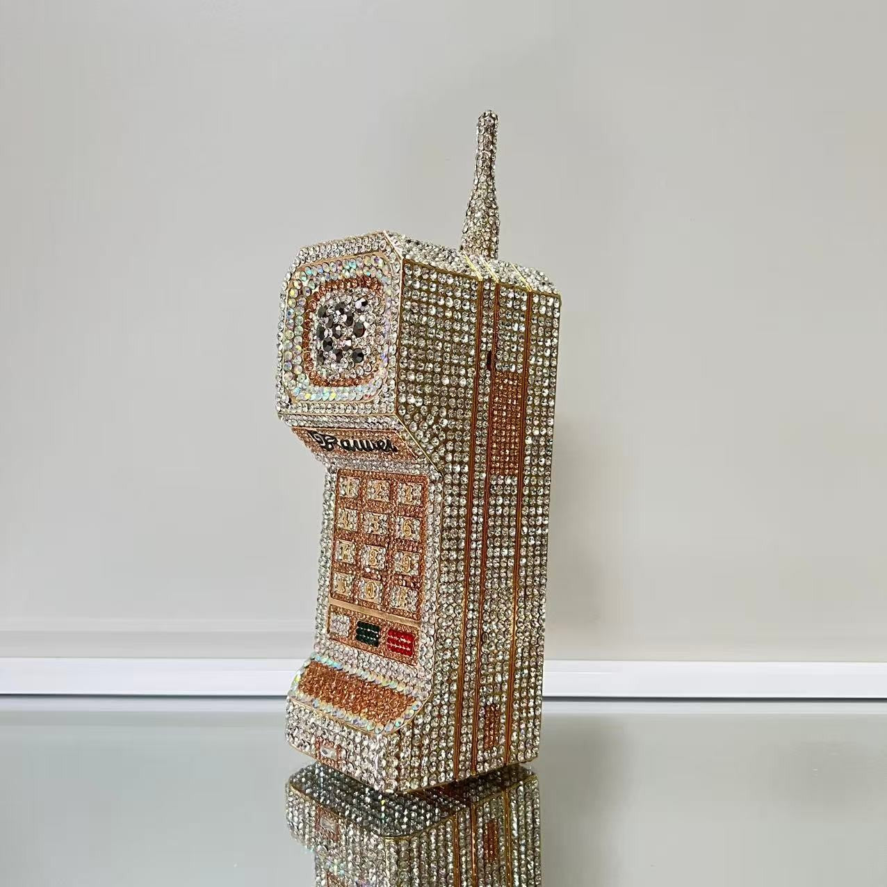 XIYUAN 2025 Cellphone Shaped Crystals Evening Bags Women Gorgeous Bling Rhinestones Clutches Classy Handbags Wedding Party Purse