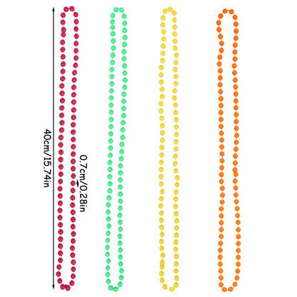 4PCS Connected Beads Necklace Bracelet Set Neon Colorful Beads String Collar Charm Bohemian Fluorescent Choker Birthday Gift