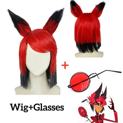 Alastor Hazbin Cosplay Costume Hotel Radio Demon Cosplay Red Jacket Shirt Pants Gloves Tie Uniform Halloween Full
