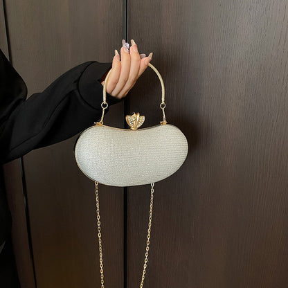 Luxury Shiny Evening Bag for Women Elegant Diamonds Buckle Exquisite Metal Handel Chain Clutch Bag Sparking Sequined Party Bags