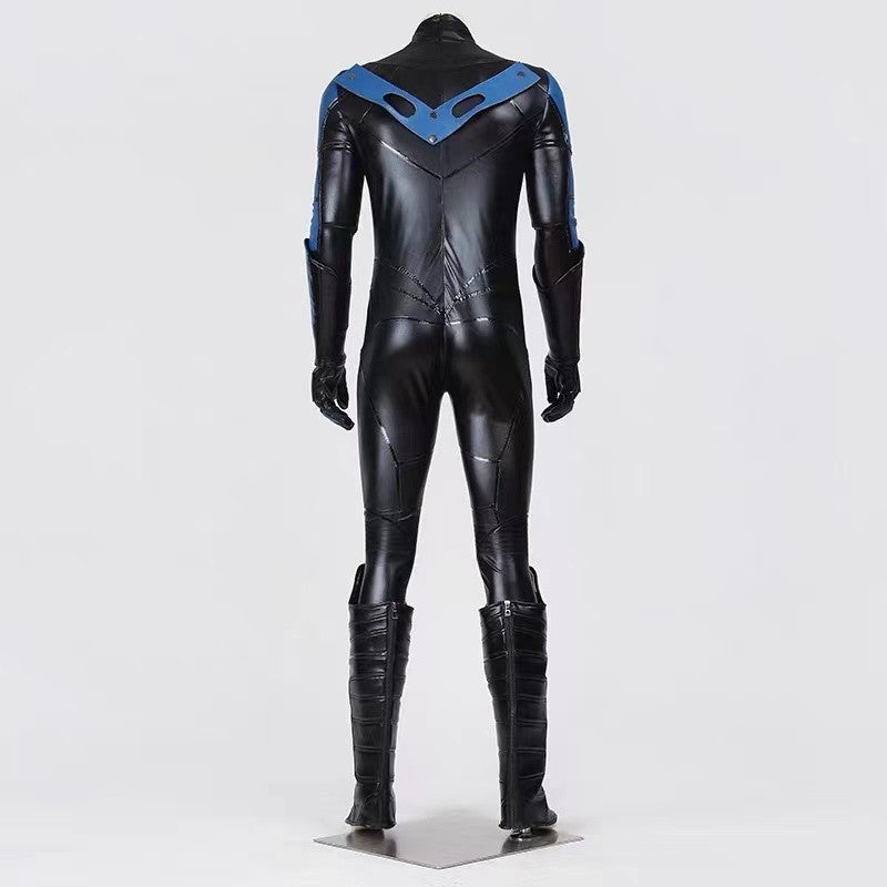 Game Bat Arkham City Clothes Cosplay Costume Dick Grayson Role-playing Bodysuit Halloween Carnival Outfit  With Shoe Covers