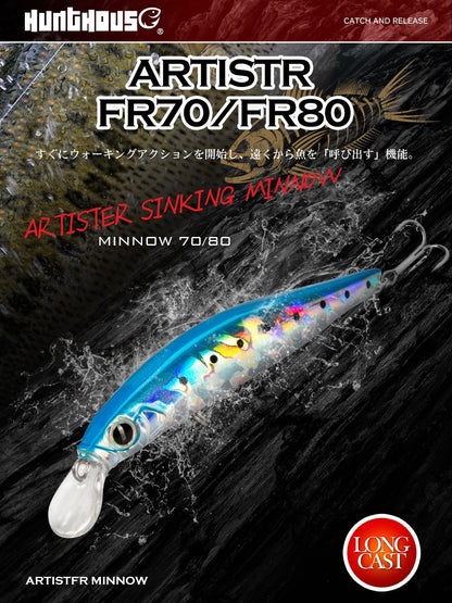 Isca de Pesca de Truta Hunthouse Isca Rígida Sinking Jerkbait 70/80/105mm 7/8.5/18.5g Artist Minnow Isca de Pesca Marinha Twitch Para Robalo
