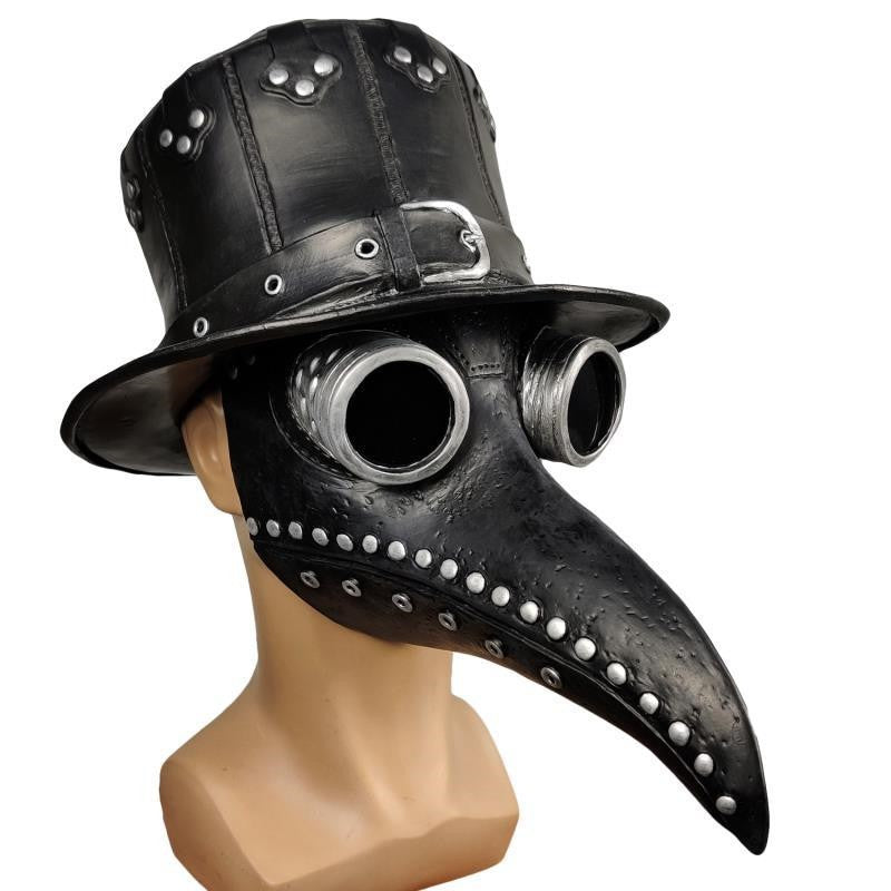 Adults Halloween Leather Plague Doctor Mask Adjustable Strap Gothic Punk Lens Glasses for Steampunk Cosplay Bird Beak Mask