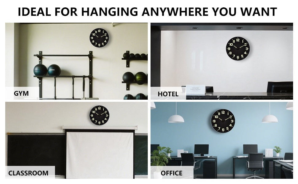 1 PC Luminous Wall Clock Light In Dark Night Digital Quartz Movement Bedrooms Living Room Study Loudspeaker Mute Clock