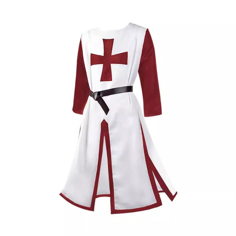 2025 Euro-American Halloween Medieval Knights Templar Cos Robe with Belt with Men & Women,Ball Party Performance Costume Unisex