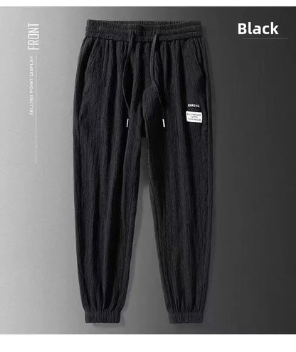 Summer Men's Thin Loose Sports Pants Breathable Casual Sweatpants Comfortable Wide Leg Harlan Nine Points Lightweight Trousers