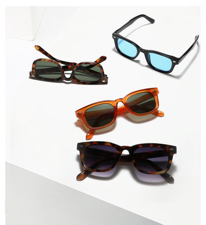 Óculos de sol retrô pequenos quadrados femininos e masculinos com rebites, lentes laranja, moda, óculos de sol de luxo, UV400, marca Oculus, óculos femininos Gafas