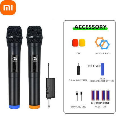 Microfone Sem Fio Xiaomi 2.4G UHF Frequência Fixa 2 Canais Microfone de Mão Para Festa Ao Vivo Karaokê Reunião Profissional