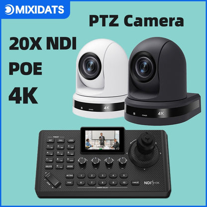 4K NDI  PTZ Camera 1-10pcs 20X Zoom Video Conference Camera for Church Business Meeting Optional 1 controller keyboard kit