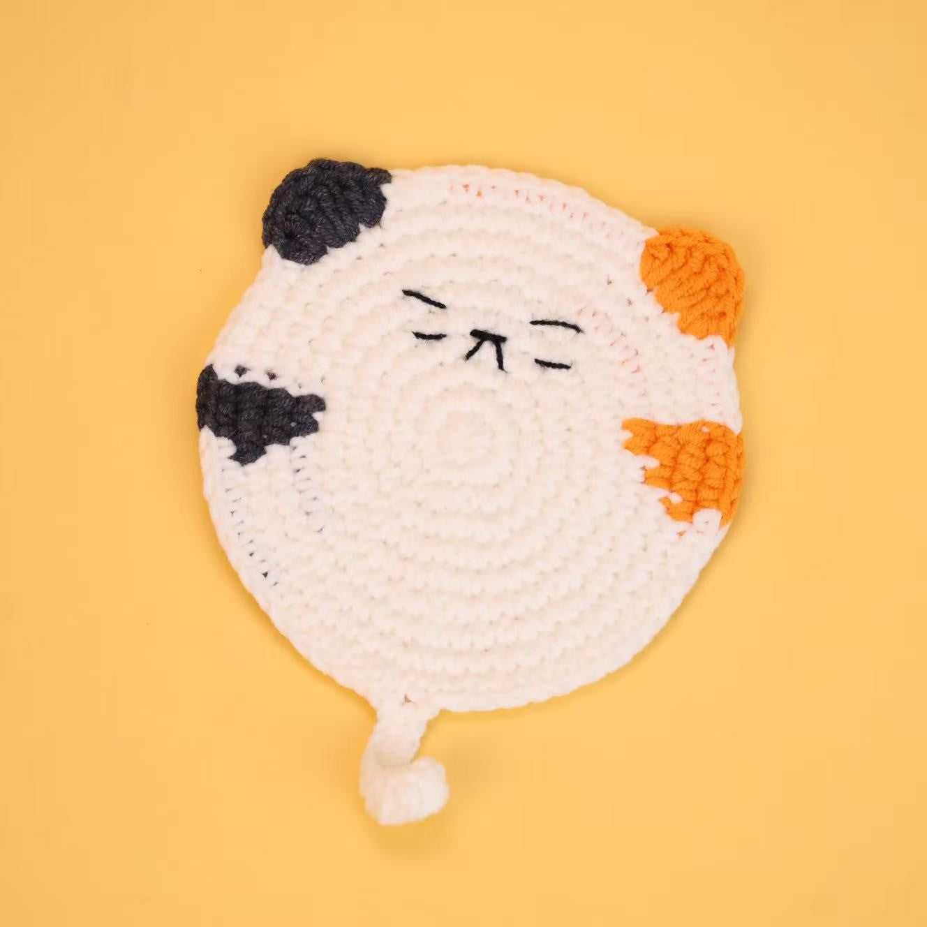 Funny Crochet Animal Coaster Finished Handwoven Coaster Coffee Cup Decor Gift