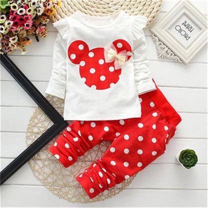 2024 Summer Cotton Girl Clothes Hot Sale Cute Long-sleeved Cartoon Animal Baby Suit Round Neck Clothes + Pants Suit